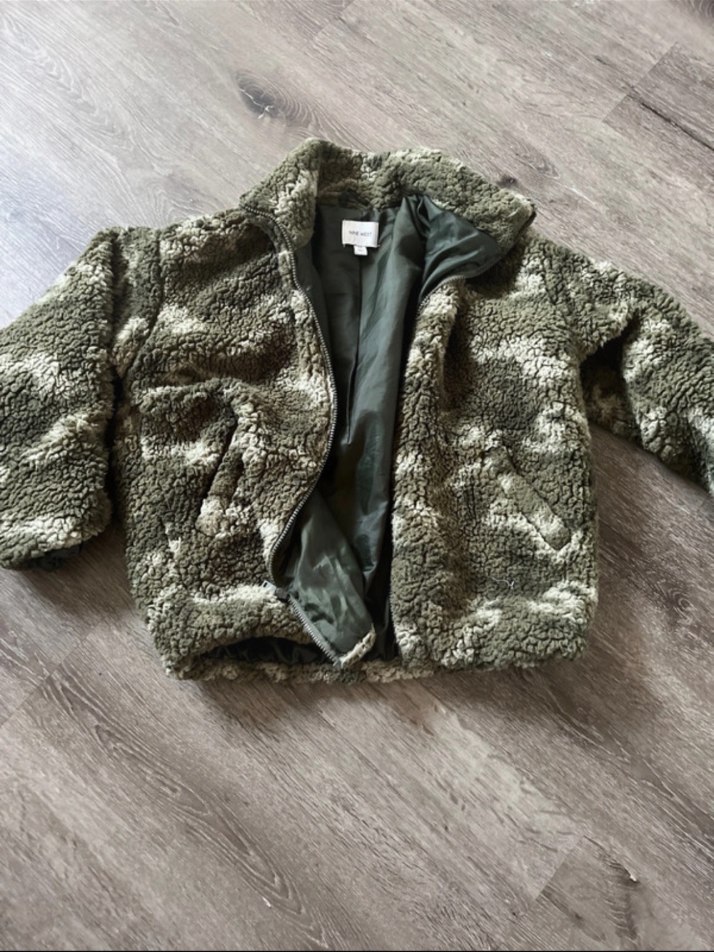 Nine West Kids Olive Green Sherpa Puffer Jacket